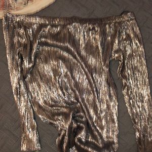 Beautiful shiny off the shoulder top.